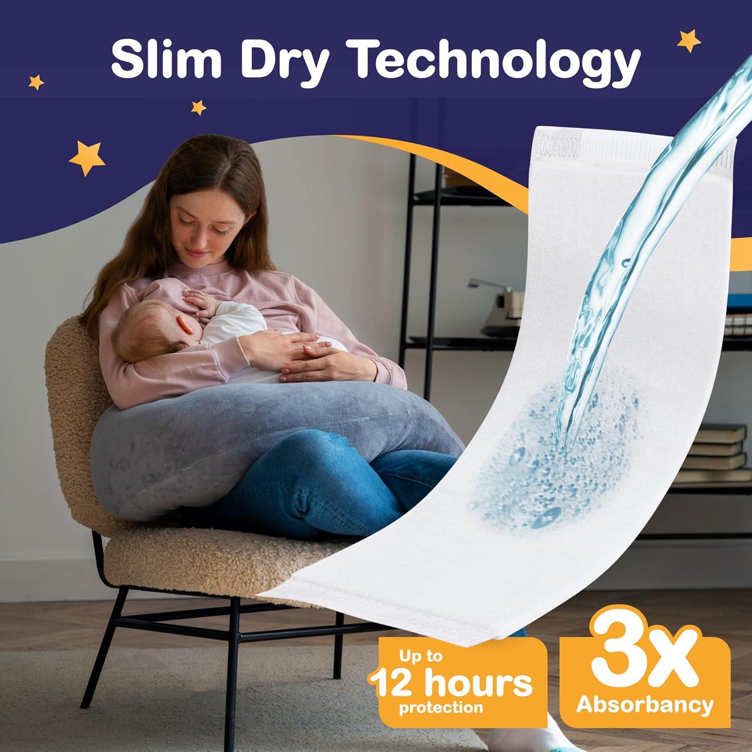 image:imageDimples Booster Pads Baby Diaper Doubler Inserts with Adhesive 1 Size Fits All Diapers Boosts Absorbency No More leaks for Overnight Travel Nighttime or Anytime 21 Count