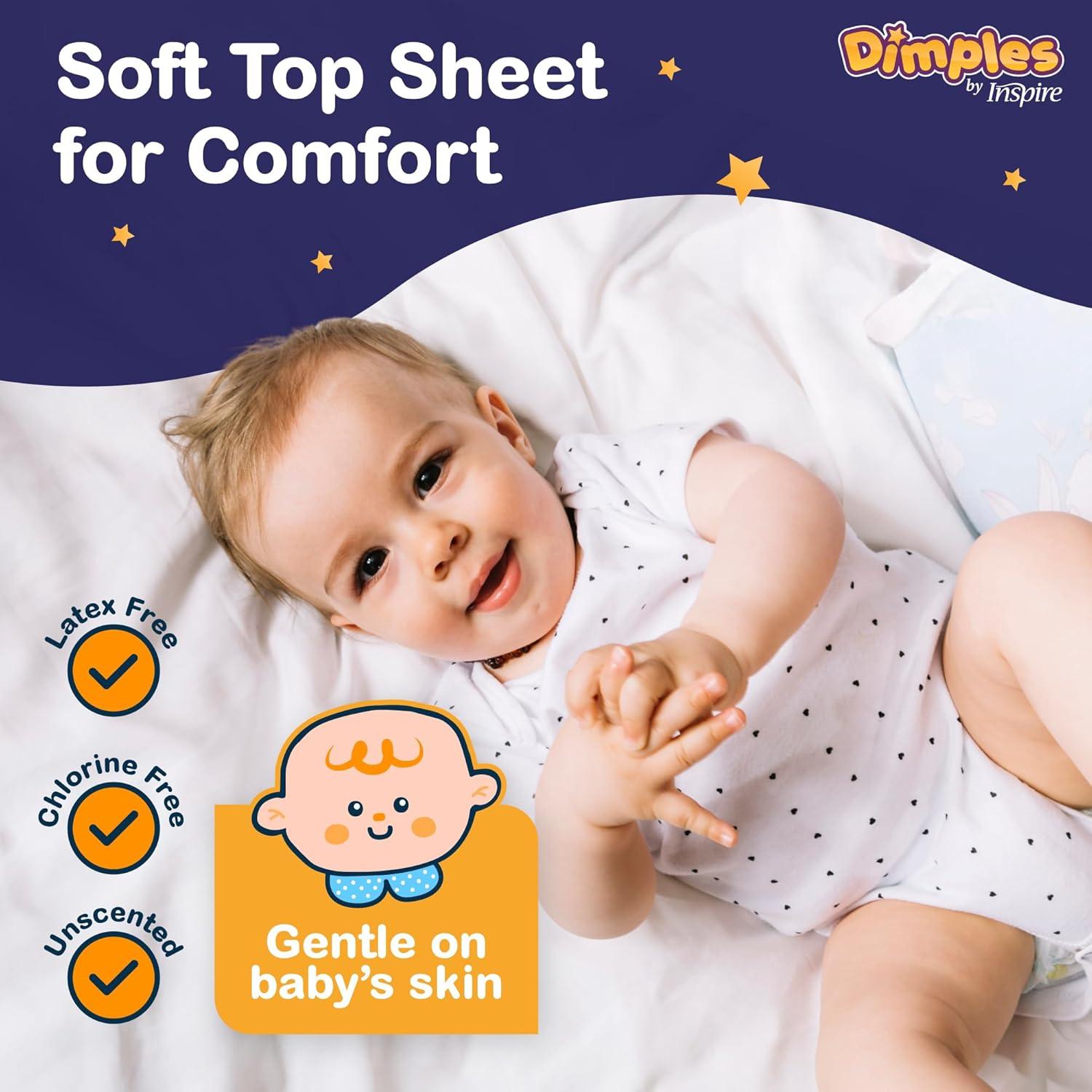 image:imageDimples Booster Pads Baby Diaper Doubler Inserts with Adhesive 1 Size Fits All Diapers Boosts Absorbency No More leaks for Overnight Travel Nighttime or Anytime 21 Count