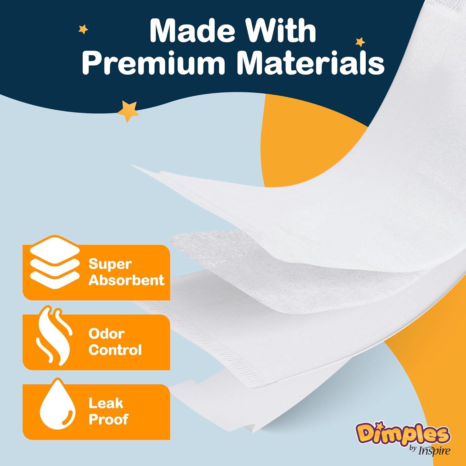 image:imageDimples Booster Pads Baby Diaper Doubler with Adhesive for Secure Fit 1 Size Fits All Diapers Boosts Absorbency No More leaks 60 Count30 Count Pack of 2