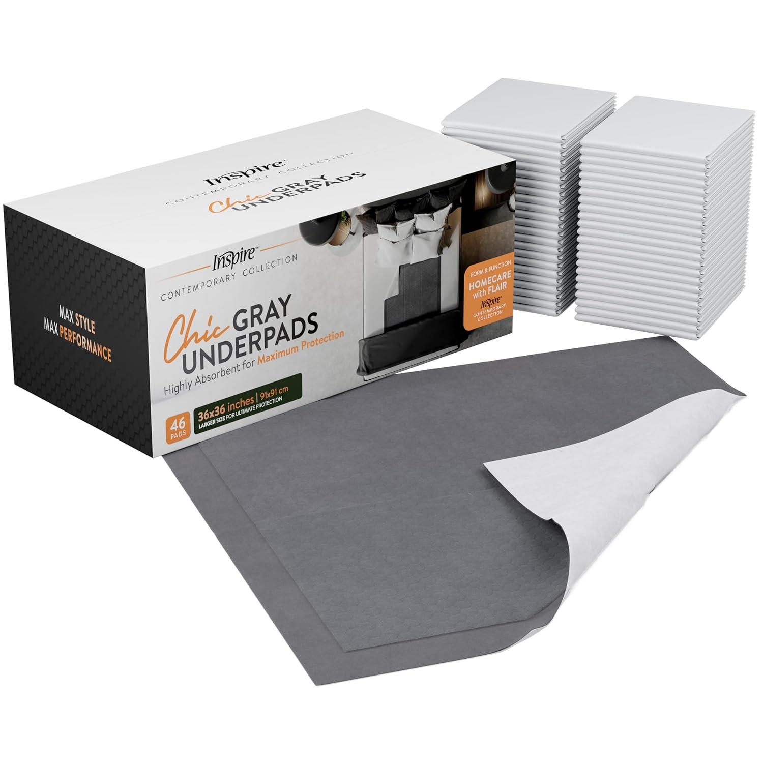 image:imageInspire 46 Count 36 x 36 Ultra Absorbent Underpads for Incontinence Waterproof Bed Pads Leakproof Quick Drying Hospital Bed Pads Disposable Adult Mattress Protector XXL Chucks Pads36 x 36 Pack of 46