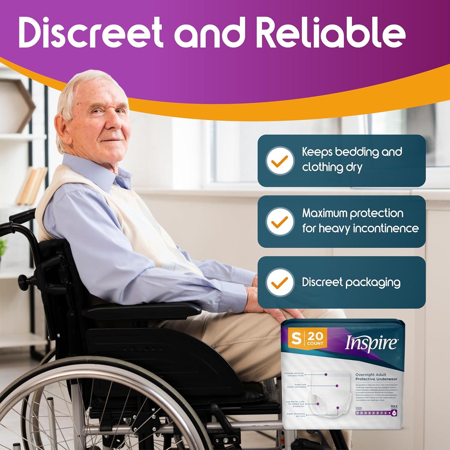 image:imageInspire Adult Diapers Women or Men MAX Absorbency Our Most Absorbent and Dry Incontinence Underwear for Women or Men Leak Proof Diaper Overnight or Daytime for HeavySmall 20 Count