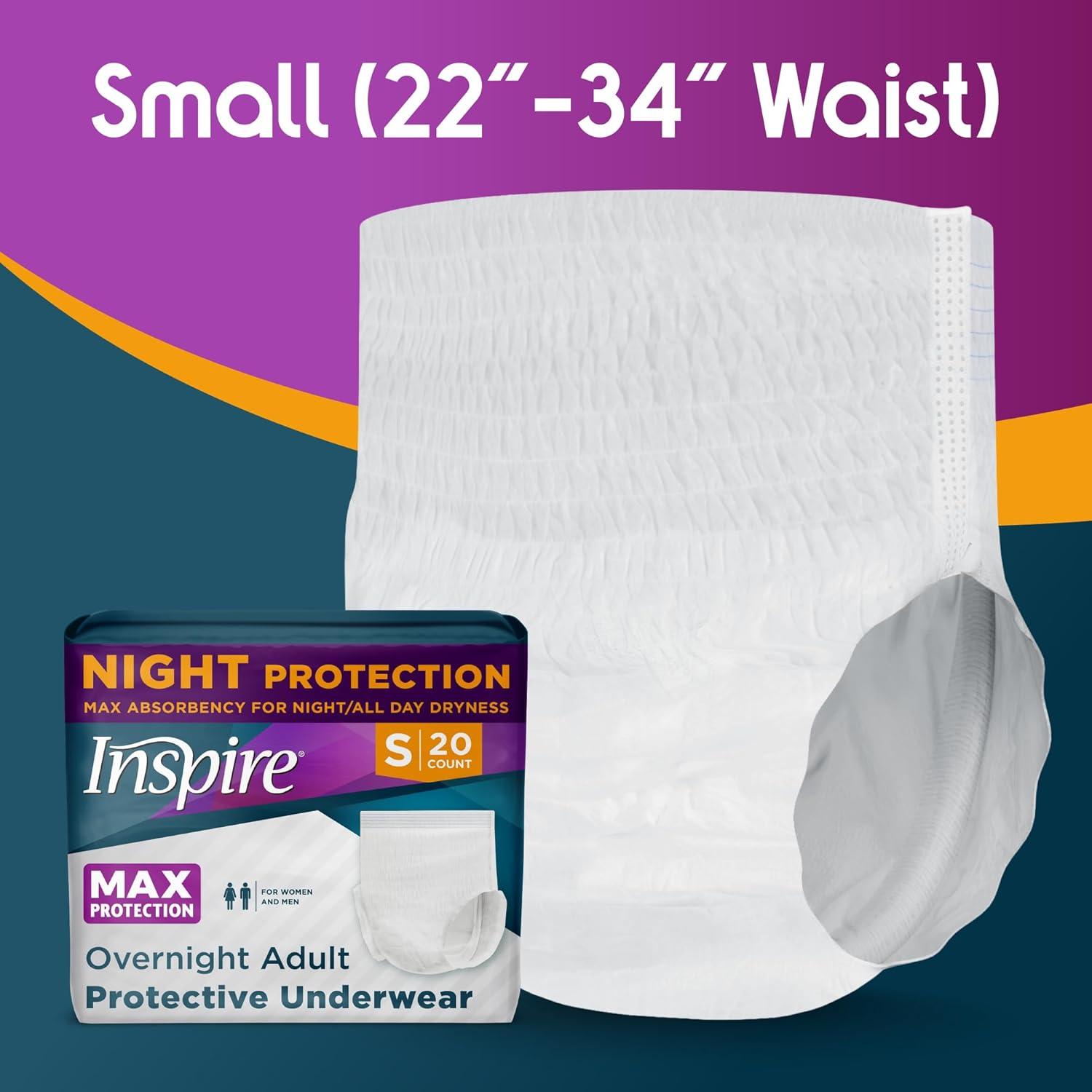 image:imageInspire Adult Diapers Women or Men MAX Absorbency Our Most Absorbent and Dry Incontinence Underwear for Women or Men Leak Proof Diaper Overnight or Daytime for HeavySmall 20 Count