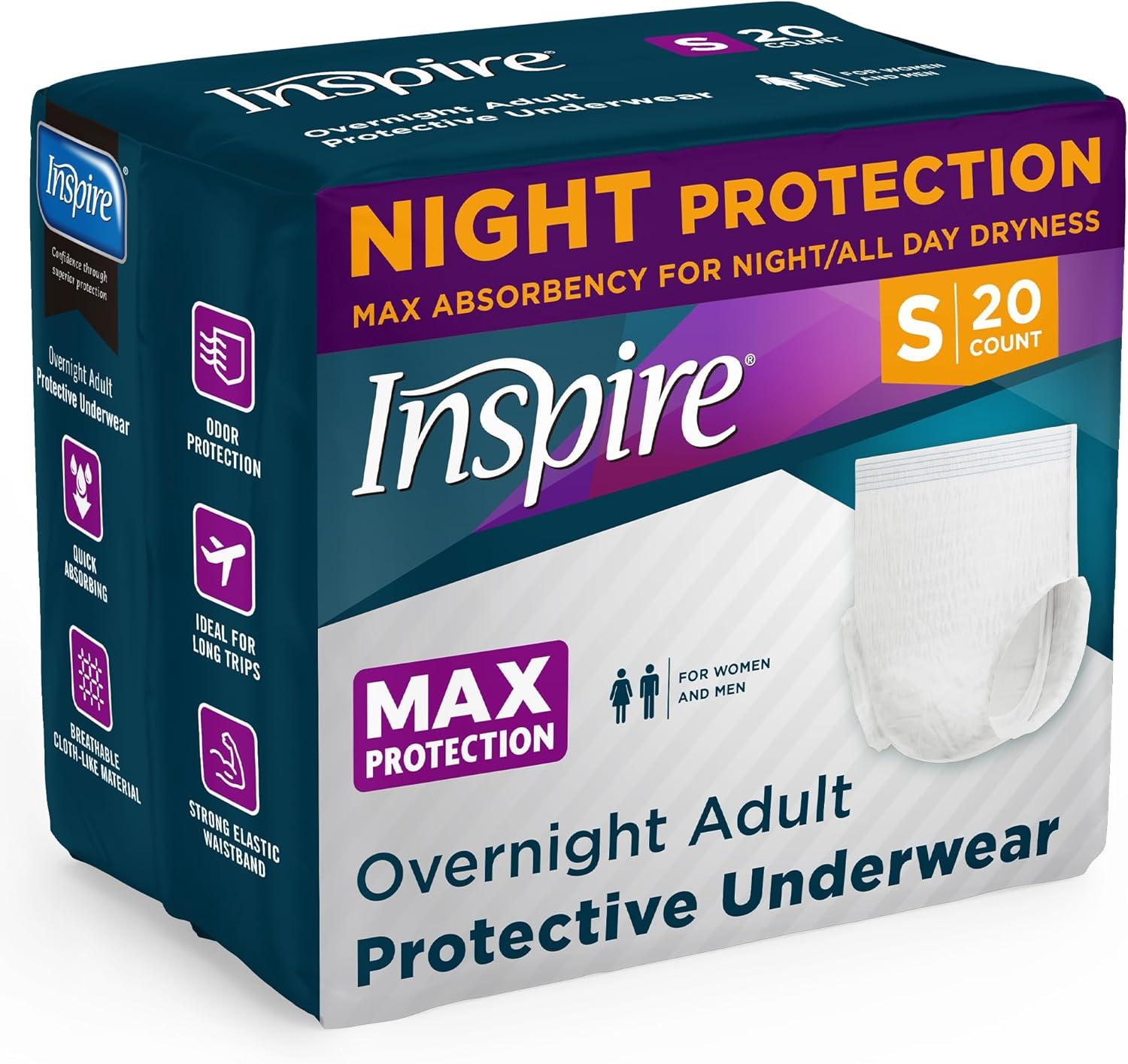 image:imageInspire Adult Diapers Women or Men MAX Absorbency Our Most Absorbent and Dry Incontinence Underwear for Women or Men Leak Proof Diaper Overnight or Daytime for HeavySmall 20 Count