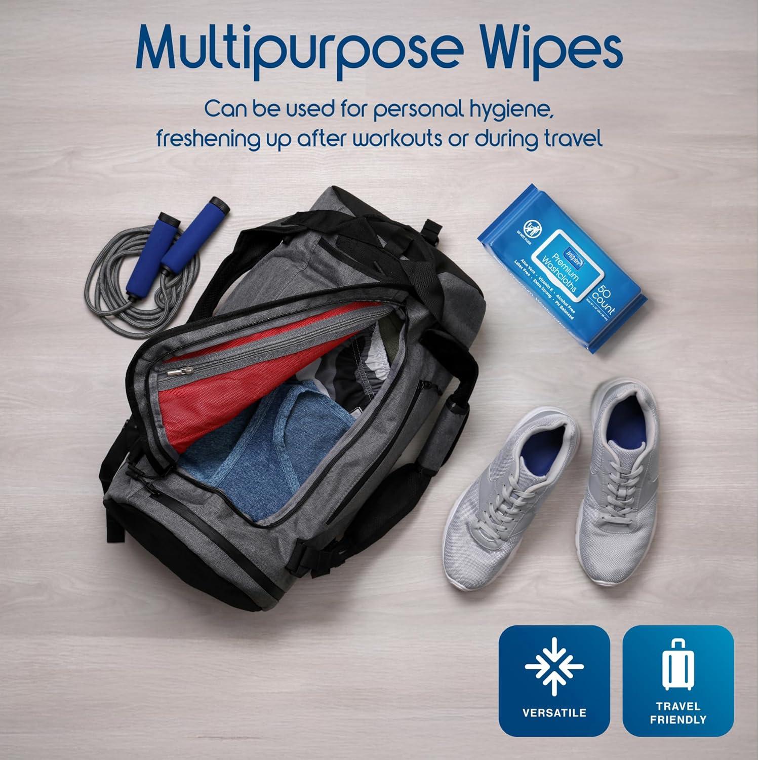 image:imageInspire Adult Wet Wipes Wash Cloths Adult Wipes for Incontinence amp Cleansing for Elderly 8x12 200 count50 Count Pack of 12
