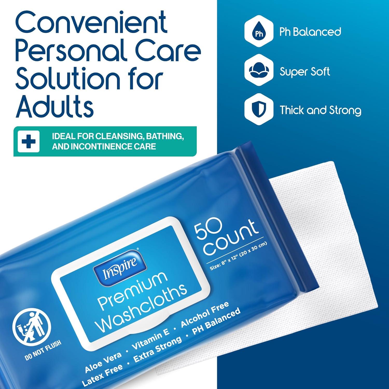 image:imageInspire Adult Wet Wipes Wash Cloths Incontinence amp Cleansing for Elderly Extra Large 8x12 Pack of 8