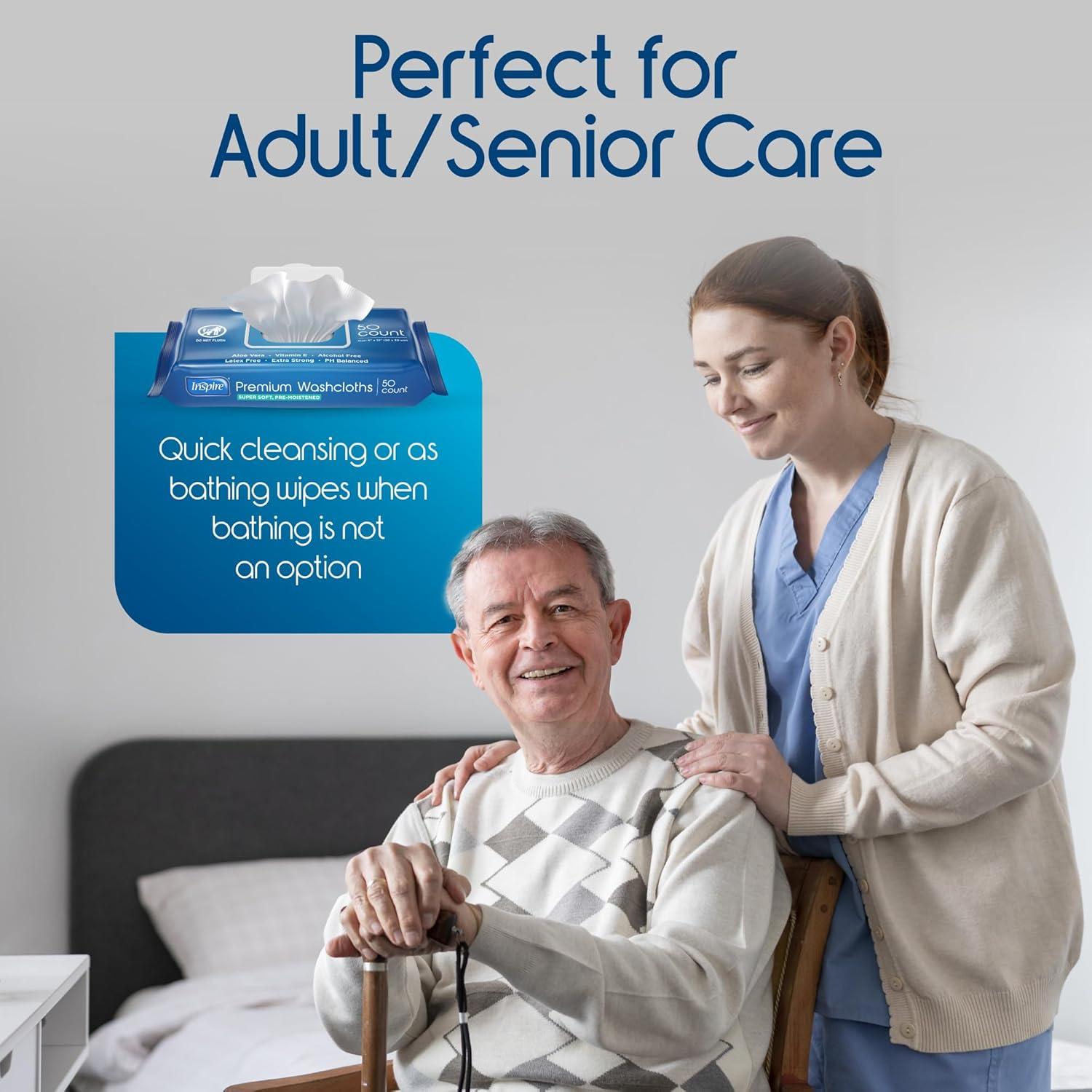 image:imageInspire Adult Wet Wipes Wash Cloths Incontinence amp Cleansing for Elderly Extra Large 8x12 Pack of 8