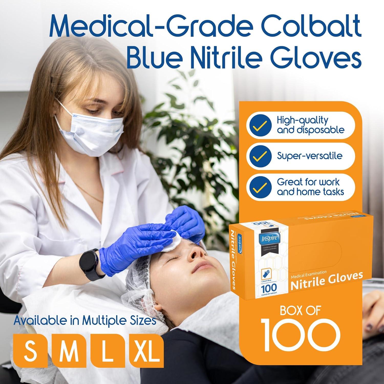 image:imageInspire Black Nitrile Disposable Gloves 45 Nitrile Disposable Safety Medical Cooking Cleaning Black GlovesMedium