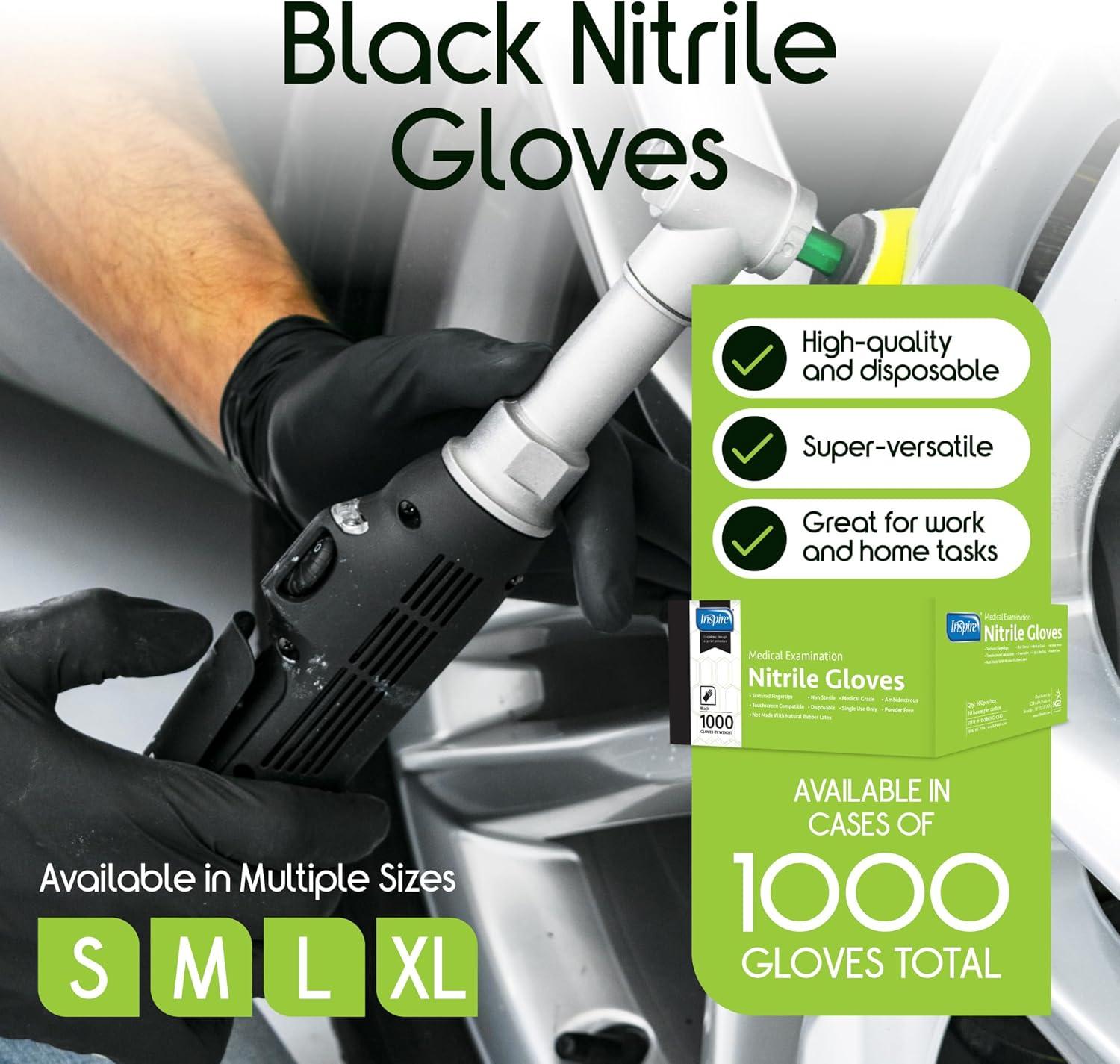 image:imageInspire Black Nitrile Gloves THE ORIGINAL Quality Black Gloves Disposable Latex Free 45 CookingCase of 1000