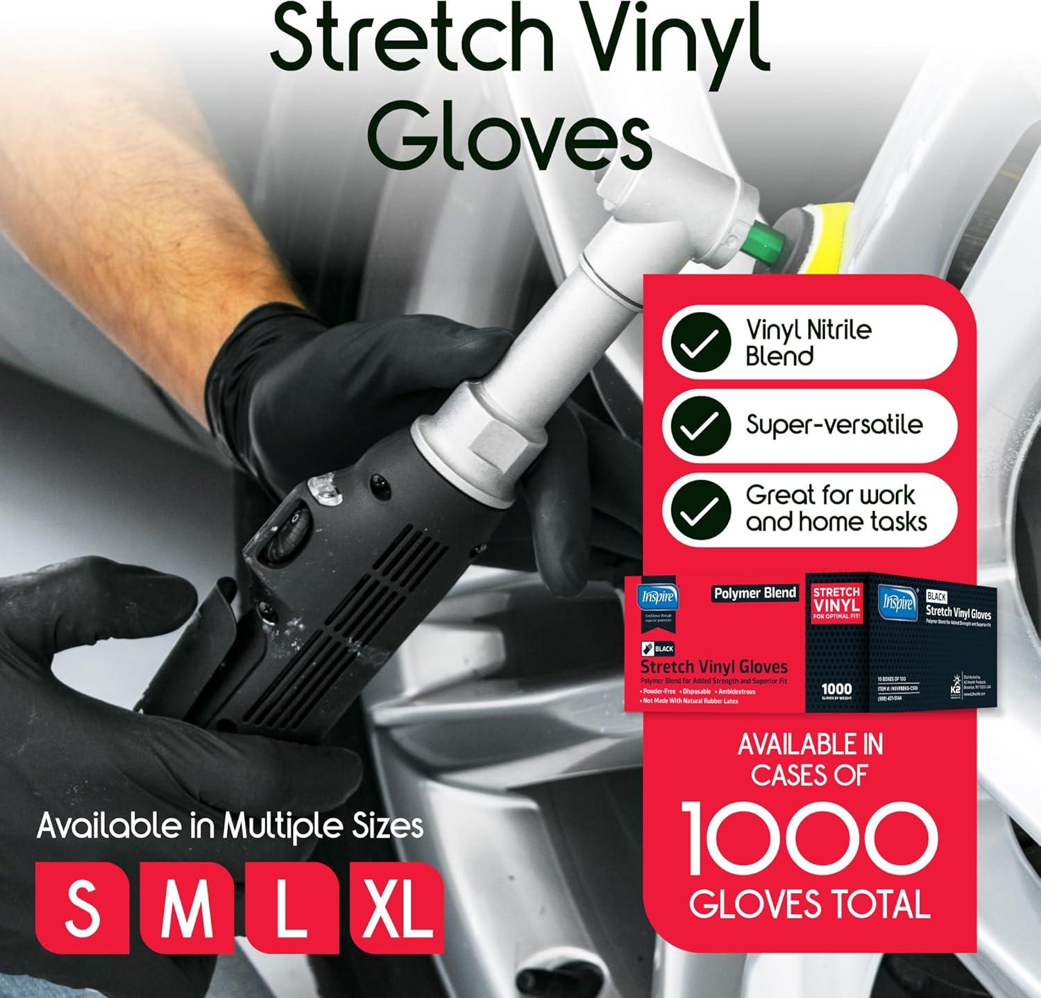 image:imageInspire Black Nitrile Gloves THE ORIGINAL Quality Black Gloves Disposable Latex Free 45 CookingNitrilevinyl Blend