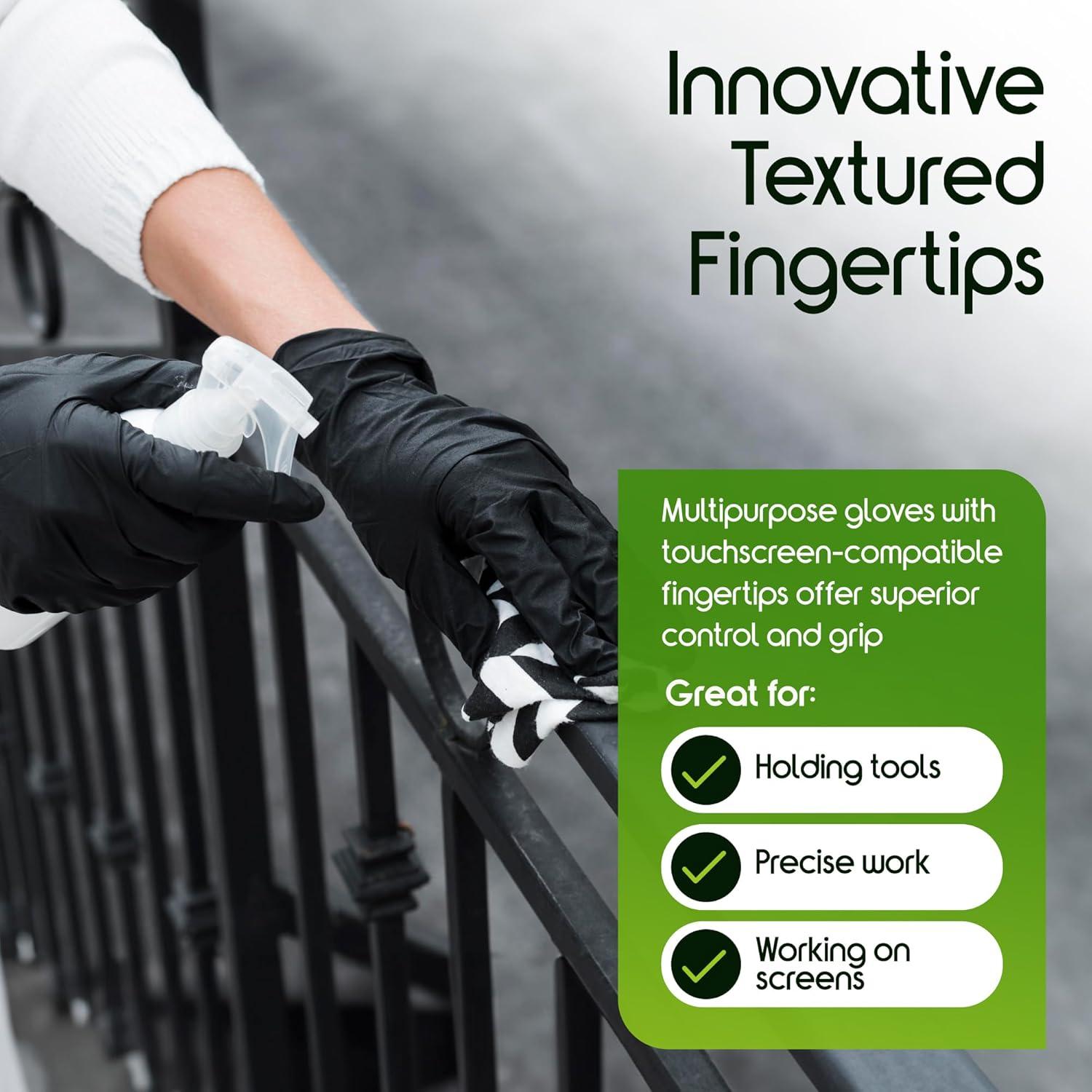 image:imageInspire HEAVY DUTY ORIGINAL Stretch Nitrile Black Gloves Disposable Latex Free Food Mechanic 6mil Black or 8 Mil Orange6mil Black