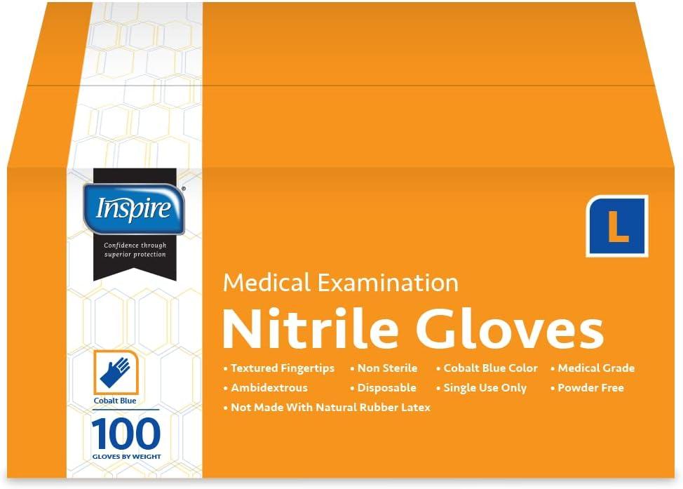 image:imageInspire Nitrile Exam Gloves The Original Quality Stretch Nitrile Cobalt Blue 45 Gloves Disposable Latex Free Medical EMTCobalt Blue