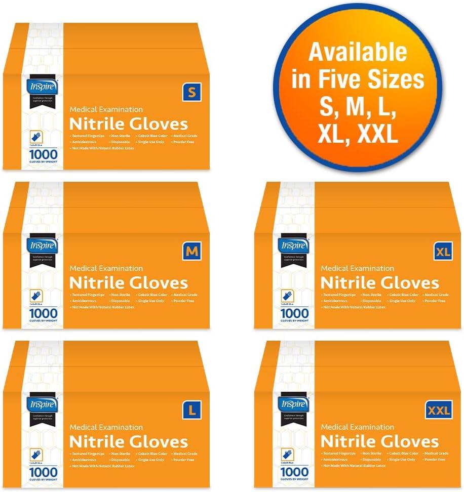 image:imageInspire Nitrile Exam Gloves The Original Quality Stretch Nitrile Cobalt Blue 45 Gloves Disposable Latex Free Medical EMTCobalt Blue