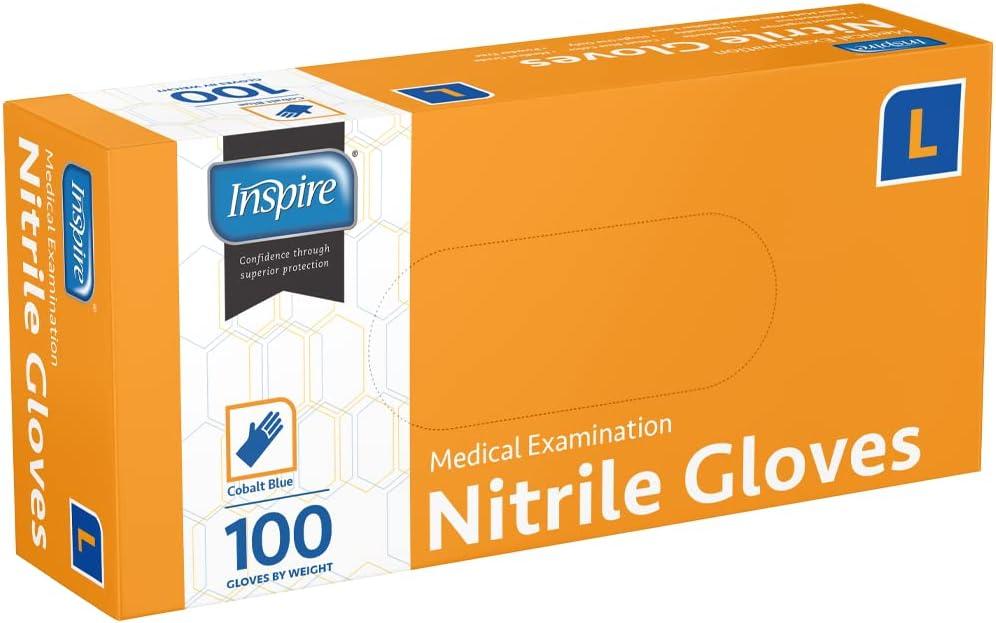 image:imageInspire Nitrile Exam Gloves The Original Quality Stretch Nitrile Cobalt Blue 45 Gloves Disposable Latex Free Medical EMTCobalt Blue