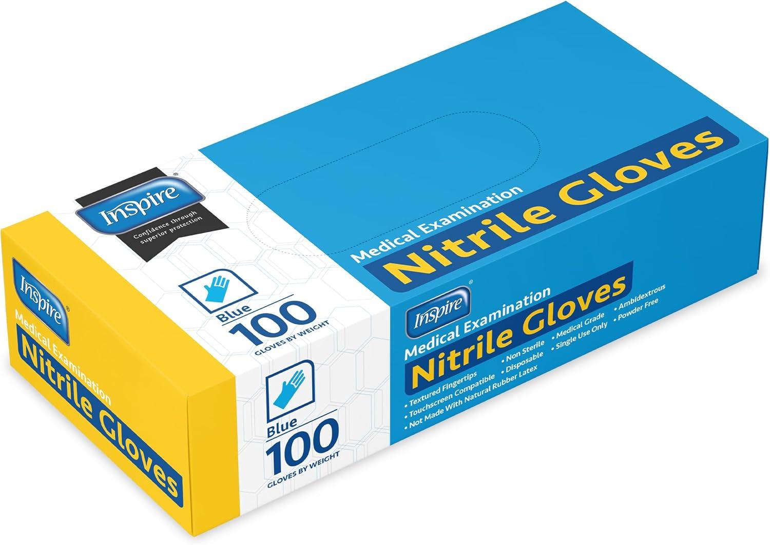 image:imageInspire Nitrile Exam Gloves The Original Quality Stretch Nitrile Cobalt Blue 45 Gloves Disposable Latex Free Medical EMTLight Blue