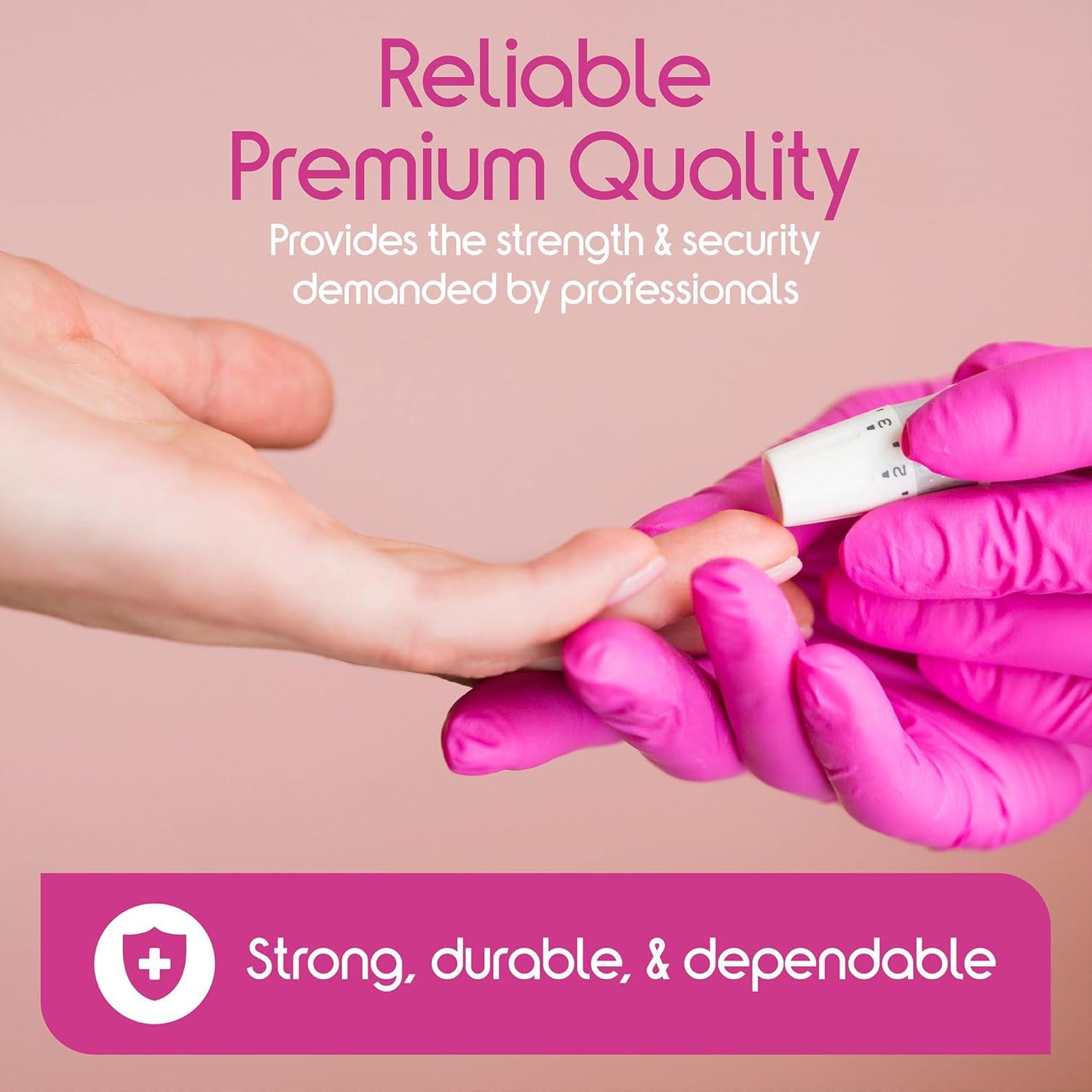 image:imageInspire Pink Gloves Disposable Latex Free Nitrile Pink Glove Hair and Nail Salon Esthetician Nitrile Disposable Gloves10 Boxes of 50 1 Case