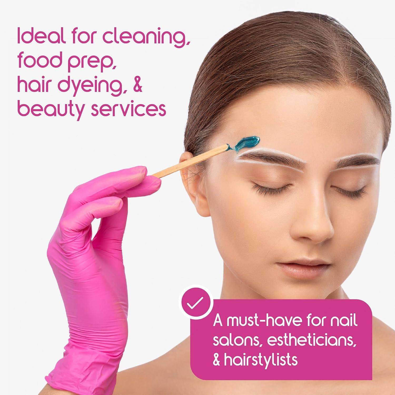 image:imageInspire Pink Gloves Disposable Latex Free Nitrile Pink Glove Hair and Nail Salon Esthetician Nitrile Disposable Gloves2 Boxes of 50