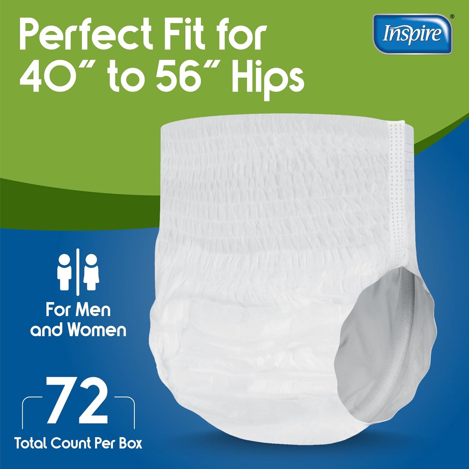 image:imageInspire Protective Underwear for Men and Women Adult Diapers for Bowel Incontinence Disposable Underwear for Women and Men 4 Bags of 18 72 Total LargeLarge