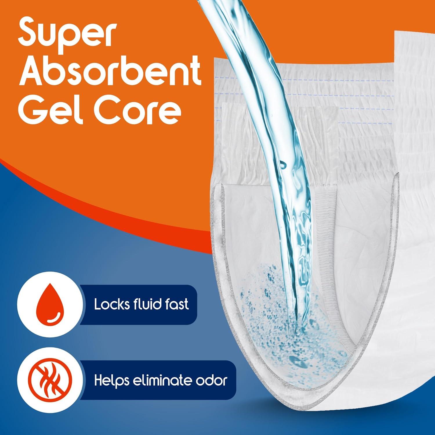 image:imageInspire Protective Underwear for Men and Women Adult Diapers for Bowel Incontinence Disposable Underwear for Women and Men 4 Bags of 18 72 Total LargeSmallMedium