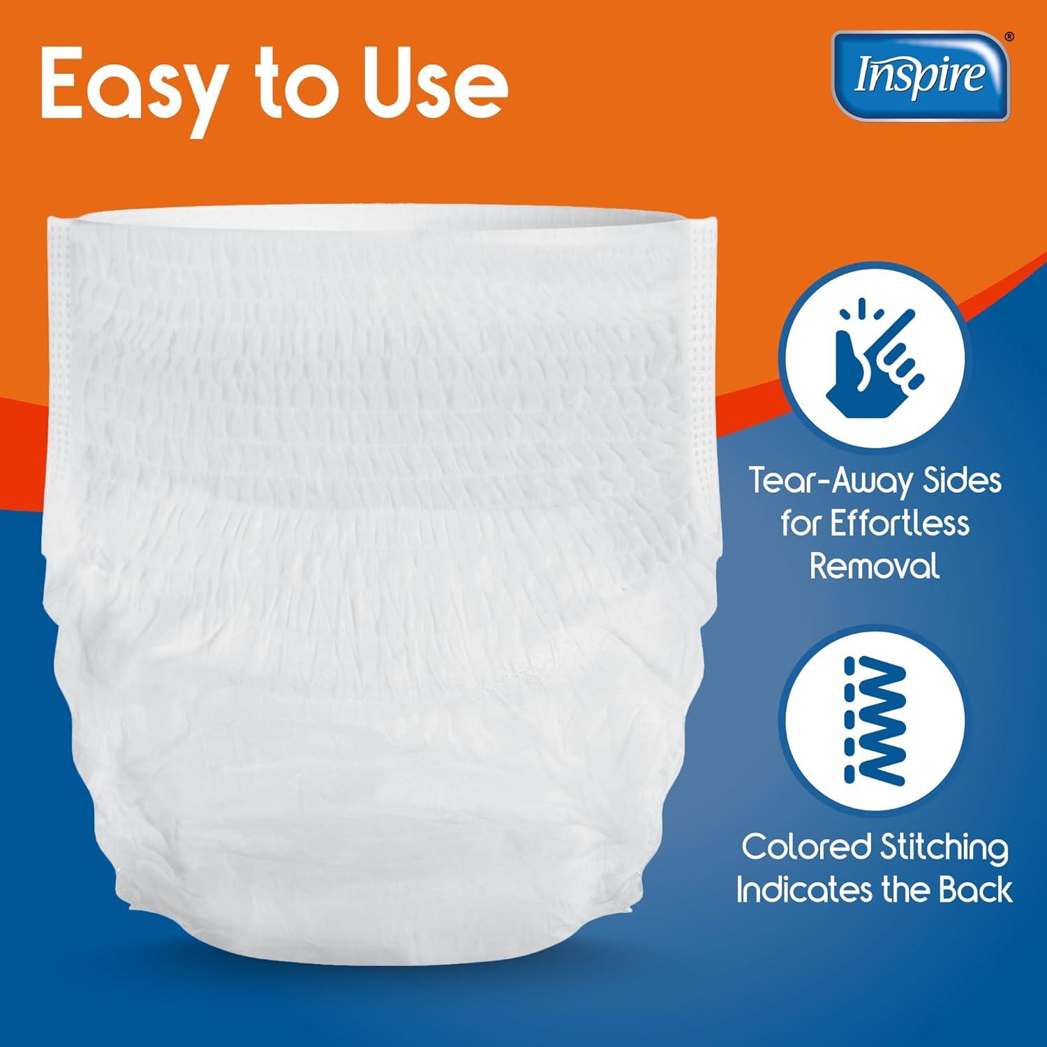 image:imageInspire Protective Underwear for Men and Women Adult Diapers for Bowel Incontinence Disposable Underwear for Women and Men 4 Bags of 18 72 Total LargeSmallMedium
