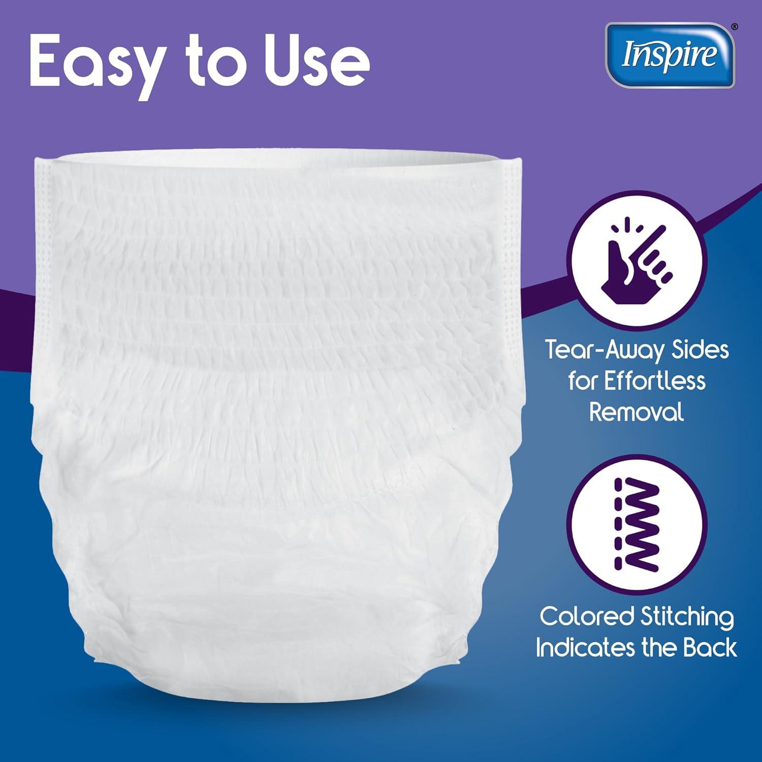 image:imageInspire Protective Underwear for Men and Women Adult Diapers for Bowel Incontinence Disposable Underwear for Women and Men 4 Bags of 18 72 Total LargeExtra Large