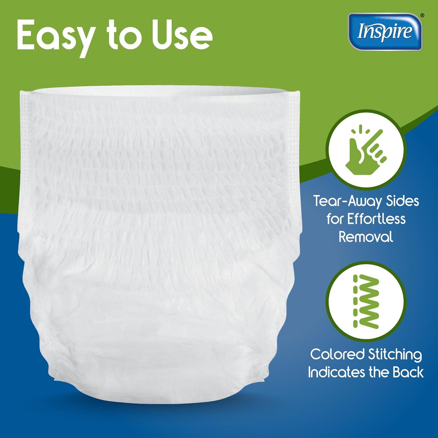 image:imageInspire Protective Underwear for Men and Women Adult Diapers for Bowel Incontinence Disposable Underwear for Women and Men 4 Bags of 18 72 Total LargeLarge