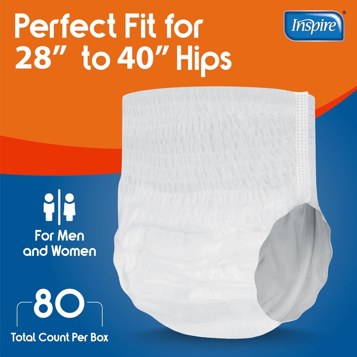 image:imageInspire Protective Underwear for Men and Women Adult Diapers for Bowel Incontinence Disposable Underwear for Women and Men 4 Bags of 18 72 Total LargeSmallMedium