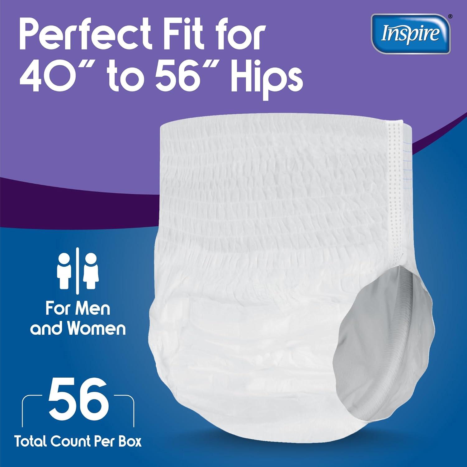 image:imageInspire Protective Underwear for Men and Women Adult Diapers for Bowel Incontinence Disposable Underwear for Women and Men 4 Bags of 18 72 Total LargeExtra Large