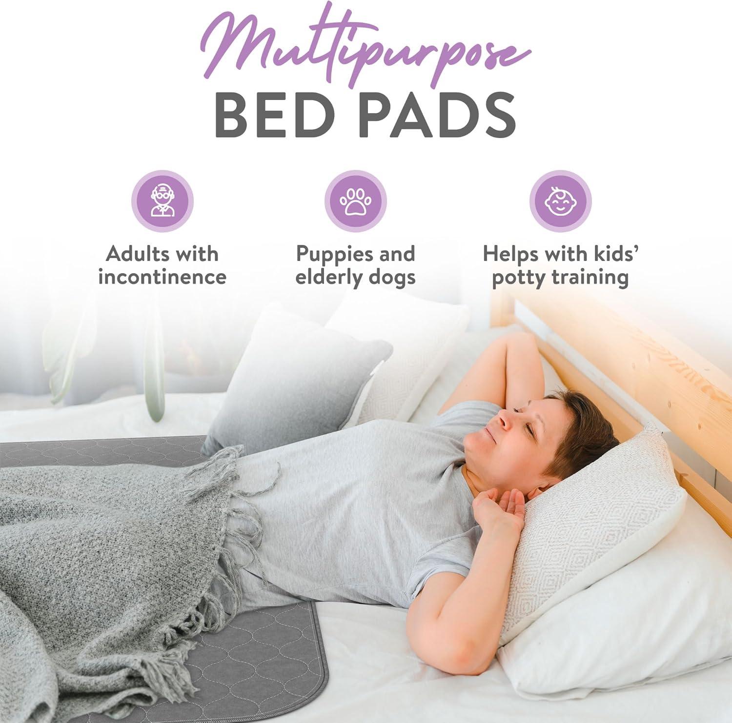 image:imageInspire Underpads Stain Hiding Gray Reusable Incontinence Bed Pads Waterproof Mattress Pad for Adults Babies and Dogs 34 X 36 4 Pack34 X 36 2 Pack
