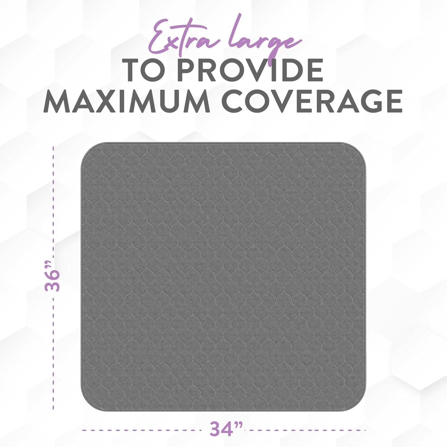 image:imageInspire Underpads Stain Hiding Gray Reusable Incontinence Bed Pads Waterproof Mattress Pad for Adults Babies and Dogs 34 X 36 4 Pack34 X 36 4 Pack