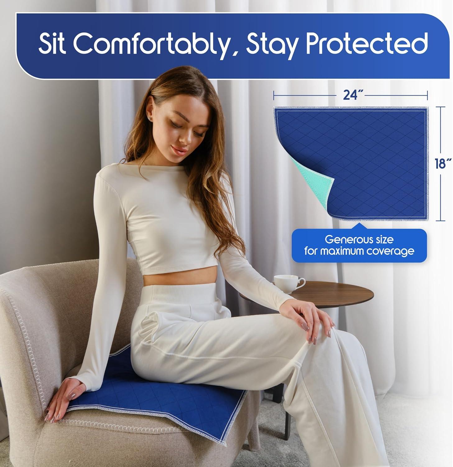 image:imageInspire Waterproof Chair Pad Dark Colored to Hide Stains 18 x 24  Quilted for Incontinence Washable for Adults and Kids Reusable Underpad18x24  1 Pack