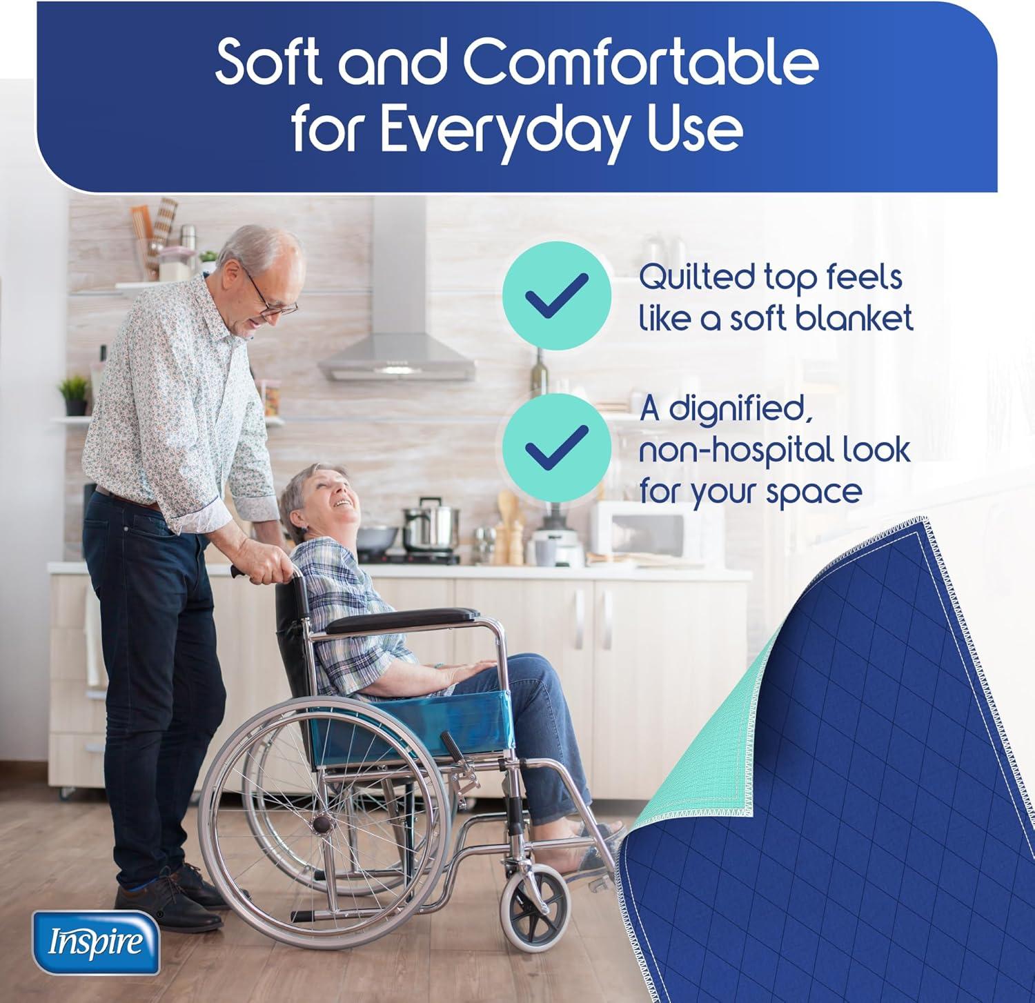 image:imageInspire Waterproof Chair Pad Dark Colored to Hide Stains 18 x 24  Quilted for Incontinence Washable for Adults and Kids Reusable Underpad18x24  1 Pack