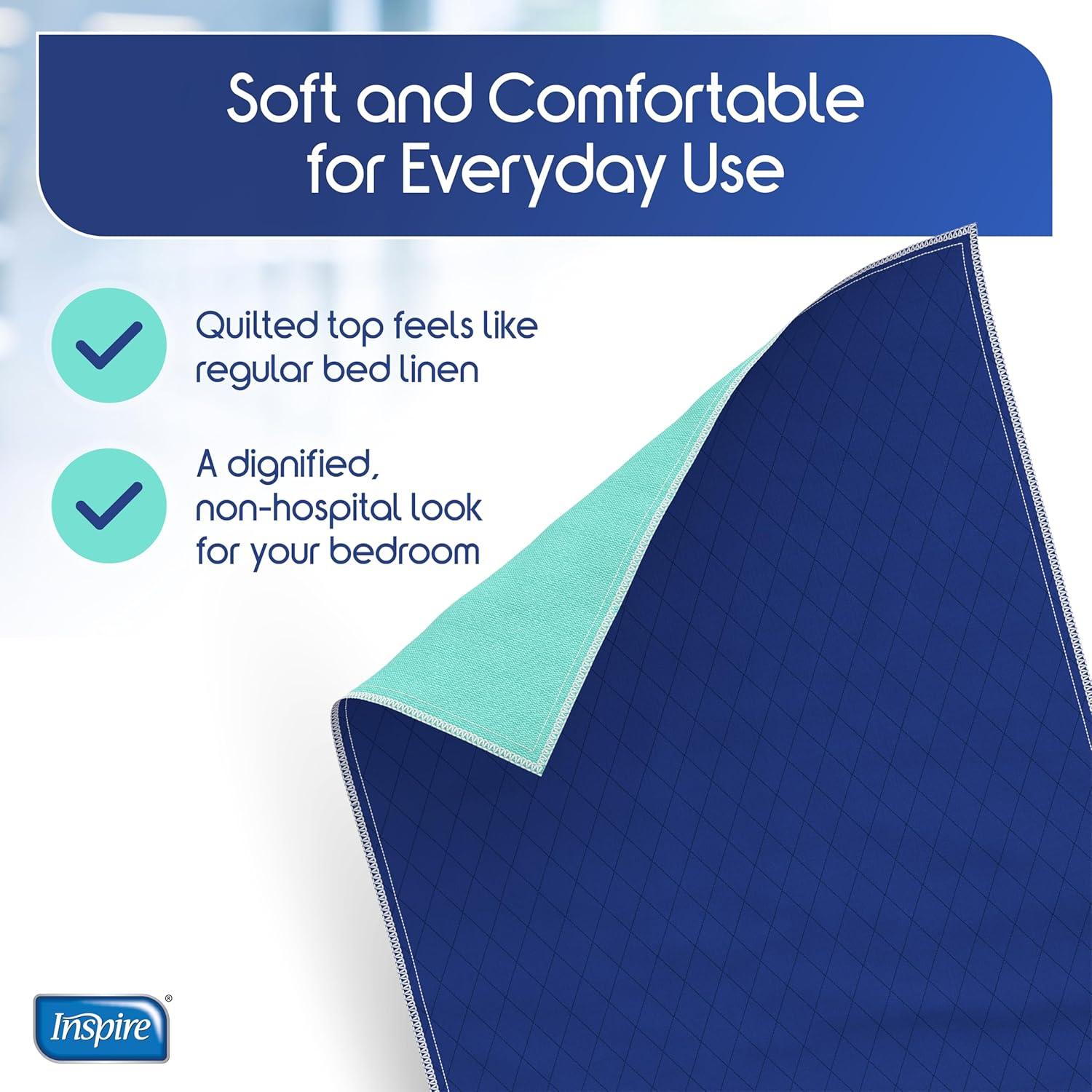 image:imageInspire Waterproof Chair Pad Dark Colored to Hide Stains 18 x 24  Quilted for Incontinence Washable for Adults and Kids Reusable Underpad34x54 Inch Pack of 2