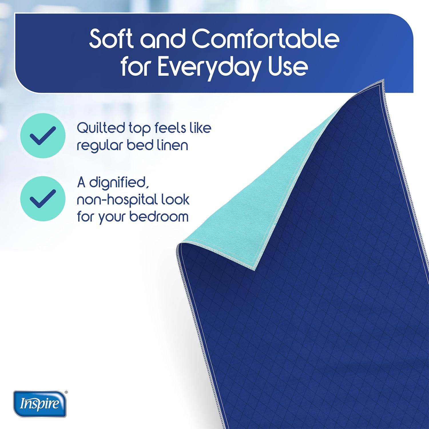 image:imageInspire Waterproof Chair Pad Dark Colored to Hide Stains 18 x 24  Quilted for Incontinence Washable for Adults and Kids Reusable Underpad34x72  1 Pack
