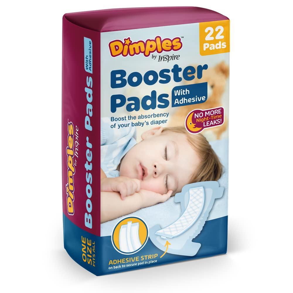 image:imageDimples Booster Pads Baby Diaper Doubler with Adhesive for Secure Fit 1 Size Fits All Diapers Boosts Absorbency No More leaks 60 Count22 Count Pack of 1