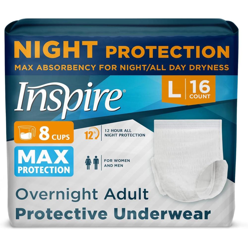 image:imageInspire Adult Diapers Women or Men  MAX Absorbency  Our Most Absorbent and Dry Incontinence Underwear for Women or Men  Leak Proof Diaper Overnight or Daytime for HeavyLarge 16 Count