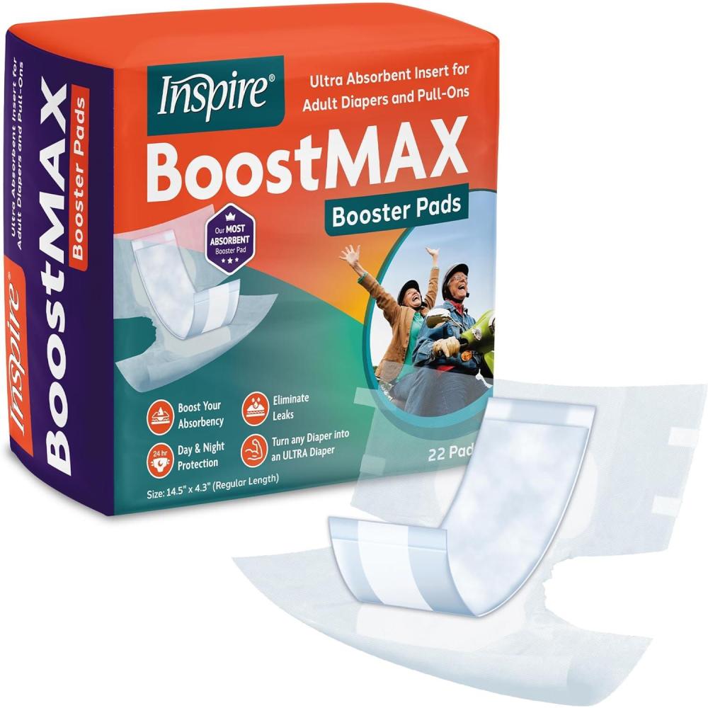 image:imageInspire Incontinence Booster Pads Super Absorbent Absorbs Over 5 Cups  Incontinence Pad Insert Liner Women and Men  Diaper Pads Inserts for Adult Diapers OvernightRegular 145 x 43  22 Count