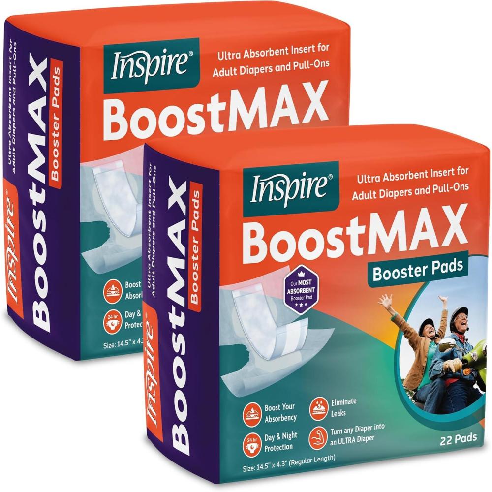 image:imageInspire Incontinence Booster Pads Super Absorbent Absorbs Over 5 Cups  Incontinence Pad Insert Liner Women and Men  Diaper Pads Inserts for Adult Diapers OvernightRegular 145 x 43  44 Count