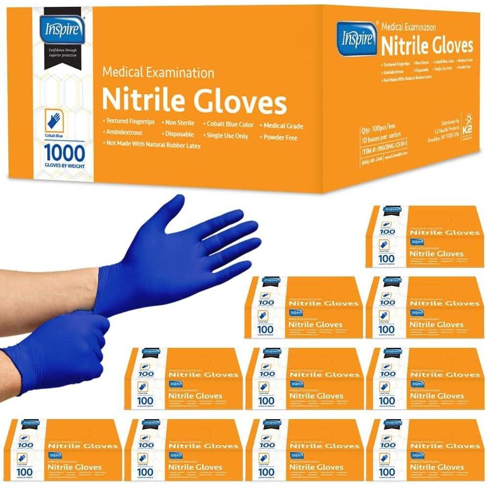 image:imageInspire Nitrile Exam Gloves The Original Quality Stretch Nitrile Cobalt Blue 45 Gloves Disposable Latex Free Medical EMTCobalt Blue