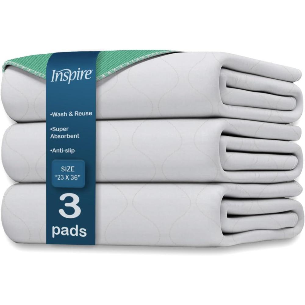 image:imageInspire Super and Ultra Absorbent Reusable Bed Pads 23 X 36 Reusable 3 Pack
