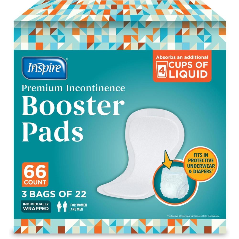 image:imageInspire Ultra Absorbency Incontinence Booster Pads Absorbs Over 4 Cups for Women or Men Adhesive Strip Use in Incontinence Underwear and Diapers LeakFree 66 Count66 Count