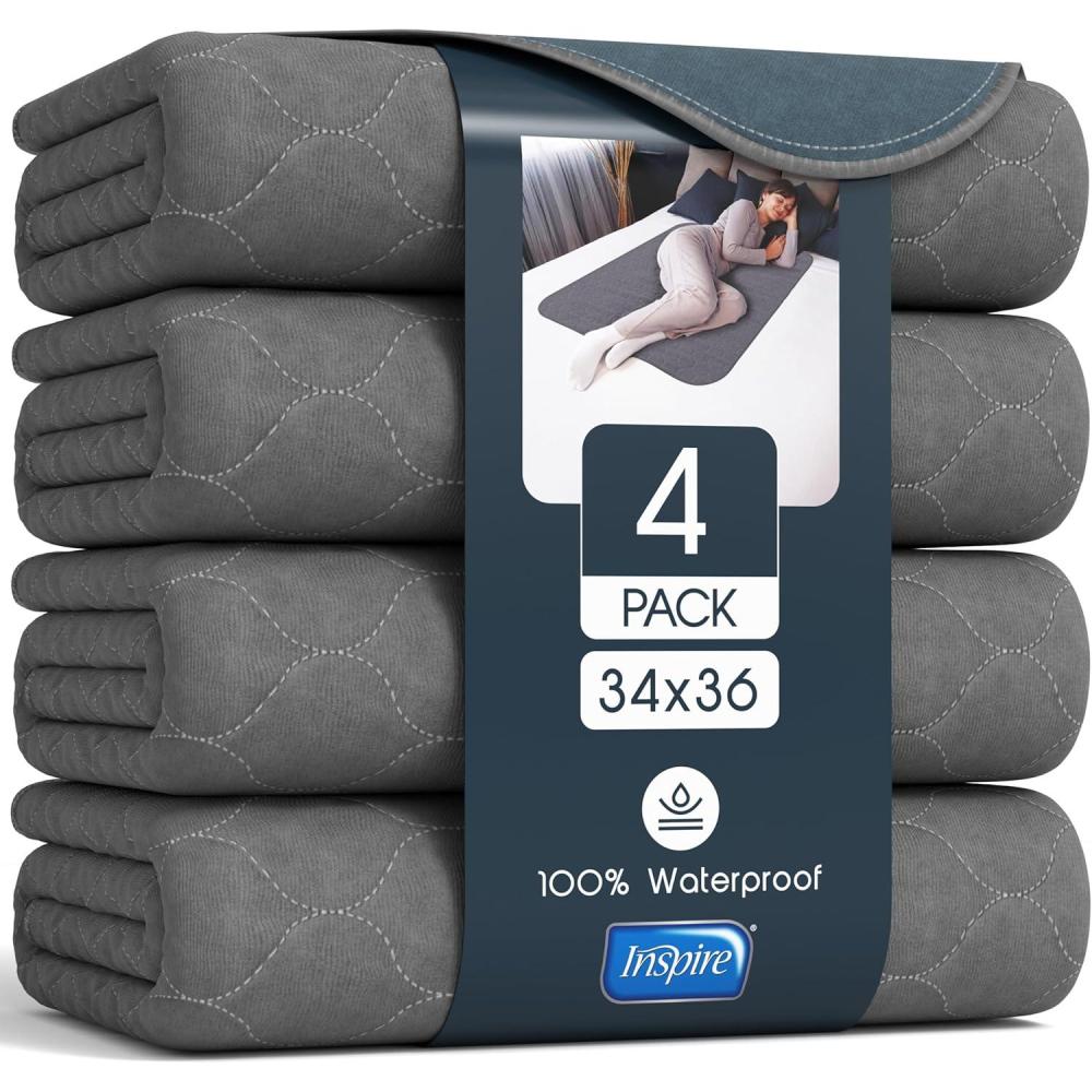 image:imageInspire Underpads  Stain Hiding Gray Reusable Incontinence Bed Pads  Waterproof Mattress Pad  for Adults Babies and Dogs 18 X 24  3 Pack34 X 36  4 Pack