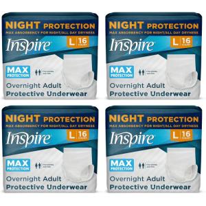 Inspire Adult Diapers Women or Men – MAX Absorbency | Our Most Absorbent and Dry, Incontinence Underwear for Women or Men | Leak Proof Diaper Overnight or Daytime for Heavy(Large (64 Count))