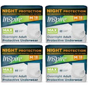 Inspire Adult Diapers Women or Men – MAX Absorbency | Our Most Absorbent and Dry, Incontinence Underwear for Women or Men | Leak Proof Diaper Overnight or Daytime for Heavy(Medium (72 Count))