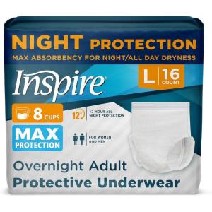 Inspire Adult Diapers Women or Men – MAX Absorbency | Our Most Absorbent and Dry, Incontinence Underwear for Women or Men | Leak Proof Diaper Overnight or Daytime for Heavy(Large (16 Count))