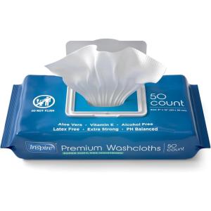 Inspire Adult Wet Wipes, Wash Cloths | Adult Wipes for Incontinence & Cleansing for Elderly, 8″x12″ (200 count)(1 Count (Pack of 50))