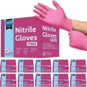 Inspire Pink Gloves Disposable Latex Free | Nitrile Pink Glove Hair and Nail Salon, Esthetician Nitrile Disposable Gloves(10 Boxes of 100 (Case of 1000))