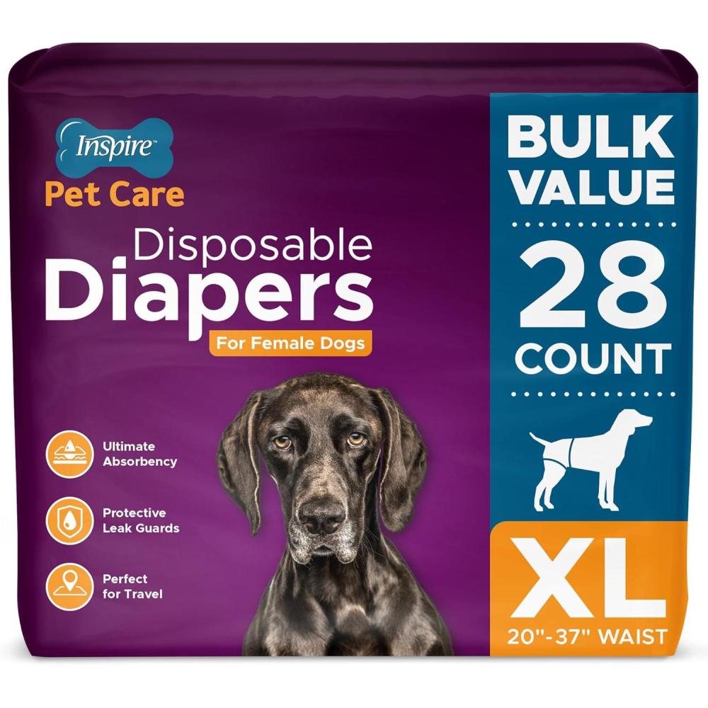 image:imageInspire Pet Care Dog Diapers Female Dogs Bulk Value Doggie Incontinence Accidents for Heat Pee or Period and Housebreaking XSmall 50 CountXLarge 28 Count