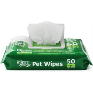 Inspire Naturals Pet Wipes for Dogs and Cats 100% Natural Plant Based with Organic Antioxidants, Dog Wipe Cleaning Deodorizing | Puppy Wipes | Dog Wipes for Paws and Butt(100ct – 2 Pack)(50ct – 1 pack)