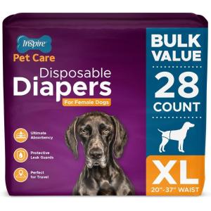 Inspire Pet Care Dog Diapers Female Dogs | Bulk Value Doggie Incontinence, Accidents, for Heat, Pee or Period and Housebreaking (X-Small (50 Count))(X-Large (28 Count))