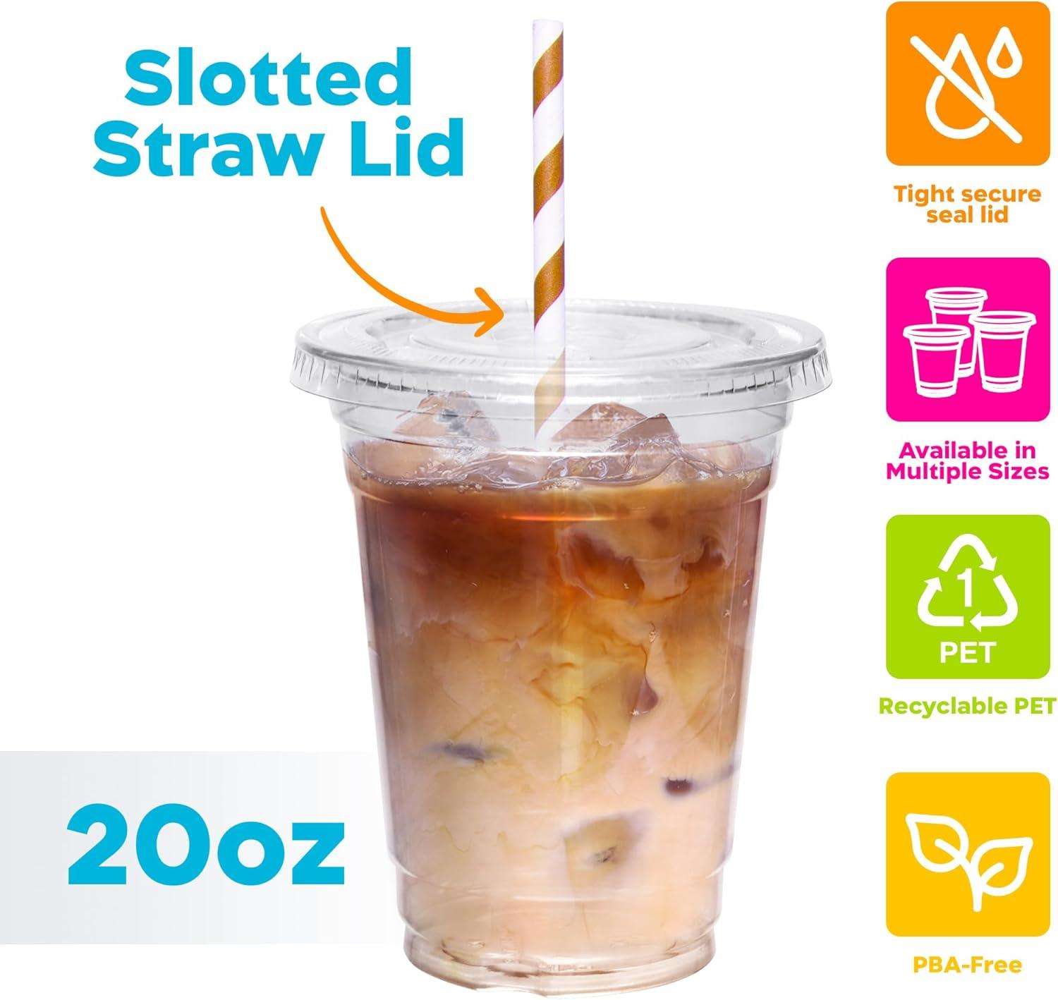 image:imageInspire Disposable Cups with Lids Bulk Smoothie Cup Iced Coffee Cups with Lids 20 Oz 184 Count